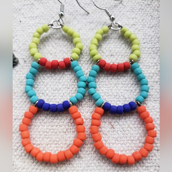 Multi Colored Neon Earrings, Retro Baby! - Picture 3 of 4